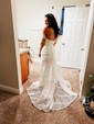 Sheath/Column Sweetheart Lace Sweep Train Wedding Dresses