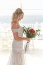 Sheath/Column Sweetheart Lace Sweep Train Wedding Dresses