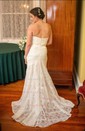 Sheath/Column Sweetheart Lace Sweep Train Wedding Dresses