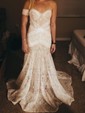 Sheath/Column Sweetheart Lace Sweep Train Wedding Dresses