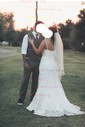 Sheath/Column Sweetheart Lace Sweep Train Wedding Dresses