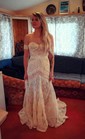 Sheath/Column Sweetheart Lace Sweep Train Wedding Dresses