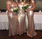 Sheath/Column Scoop Neck Sequined Ruffles Short Sleeve Bridesmaid Dresses