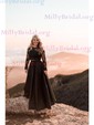 Ball Gown Illusion Lace Satin Long Sleeves Two Piece Prom Dresses