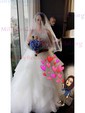 Ball Gown Scoop Neck Tulle Ruffle Tiered Prom Dresses With Beading