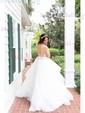 Ball Gown Scoop Neck Tulle Ruffle Tiered Prom Dresses With Beading