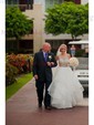 Ball Gown Scoop Neck Organza Sweep Train Wedding Dresses With Beading