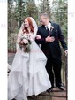 Ball Gown Scoop Neck Organza Sweep Train Wedding Dresses With Beading