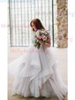 Ball Gown Scoop Neck Organza Sweep Train Wedding Dresses With Beading