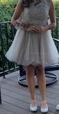 Ball Gown Scoop Neck Tulle Cut Out Prom Dresses With Appliques