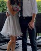 Ball Gown Scoop Neck Tulle Cut Out Prom Dresses With Appliques