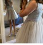 Ball Gown Scoop Neck Tulle Cut Out Prom Dresses With Appliques