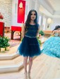 Ball Gown Scoop Neck Tulle Cut Out Prom Dresses With Appliques