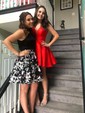 Elegant Skater Satin V-neck Ruched Homecoming Dresses