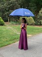 A-line Scoop Neck Satin Prom Dresses With Ruched