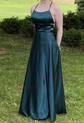 A-line Sweep Train Scoop Neck Silk-like Satin Pockets Prom Dresses