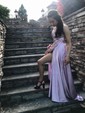 A-line Scoop Neck Satin Prom Dresses With Ruched