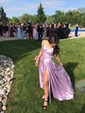 A-line Scoop Neck Satin Prom Dresses With Ruched