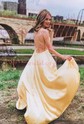 A-line Scoop Neck Satin Prom Dresses With Ruched