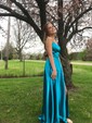 A-line Scoop Neck Satin Prom Dresses With Ruched