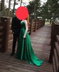 A-line Scoop Neck Satin Prom Dresses With Ruched