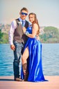 A-line Scoop Neck Satin Prom Dresses With Ruched