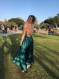 A-line Scoop Neck Satin Prom Dresses With Ruched