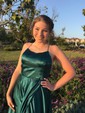 A-line Scoop Neck Satin Prom Dresses With Ruched