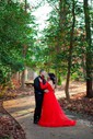 Ball Gown V-neck Backless Tulle Prom Dresses With Appliques