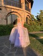 Ball Gown/Princess Sweep Train Scoop Neck Tulle Appliques Lace Prom Dresses