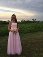 Ball Gown Scoop Neck Tulle Prom Dresses With Appliques