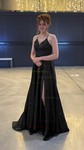 A-line V-neck Satin Prom Dresses With Ruched