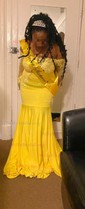 Trumpet/Mermaid Sweep Train High Neck Jersey Appliques Lace Prom Dresses