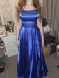 A-line Scoop Neck Satin Prom Dresses With Ruched