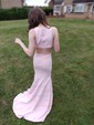 Sheath/Column Sweep Train Scoop Neck Stretch Crepe Split Front Prom Dresses