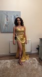 Sheath/Column V-neck Satin Prom Dresses With Ruched