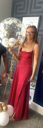 Sheath/Column Cowl Neck Ankle-length Satin Prom Dresses