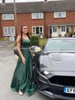 Dark Green A-line V-neck Satin Prom Dresses With Ruched