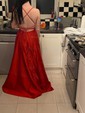 Ball Gown/Princess Floor-length Square Neckline Satin Beading Prom Dresses