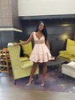 A-line V-neck Satin Homecoming Dresses With Tiered