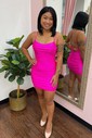 Square Neck Jersey Bodycon Homecoming Dresses With Beading