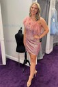 Sparkly Blue Bodycon Sequin One Shoulder Homecoming Dresses