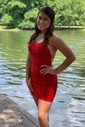 Elegant Bodycon Square Neck Lace-Up Homecoming Dresses