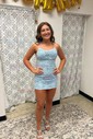 Elegant Bodycon Square Neck Lace-Up Homecoming Dresses
