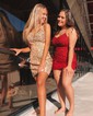 Elegant Bodycon Square Neck Lace-Up Homecoming Dresses