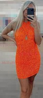 Sheath/Column V-neck Velvet Sequins Short/Mini Homecoming Dresses