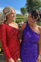 Elegant Fuchsia Bodycon Sequin One Shoulder Homecoming Dresses