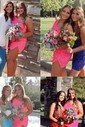 Elegant Fuchsia Bodycon Sequin One Shoulder Homecoming Dresses