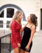 Elegant Fuchsia Bodycon Sequin One Shoulder Homecoming Dresses
