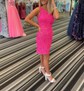 Sparkly Fuchsia Bodycon Sequin One Shoulder Homecoming Dresses
